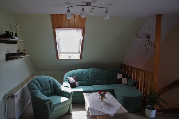 Bedroom with freshly made double bed